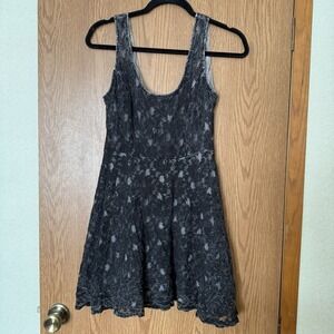 Y2K Luna Chix Black Floral Lace Boho Chic Retro 2000s Dress Size Large